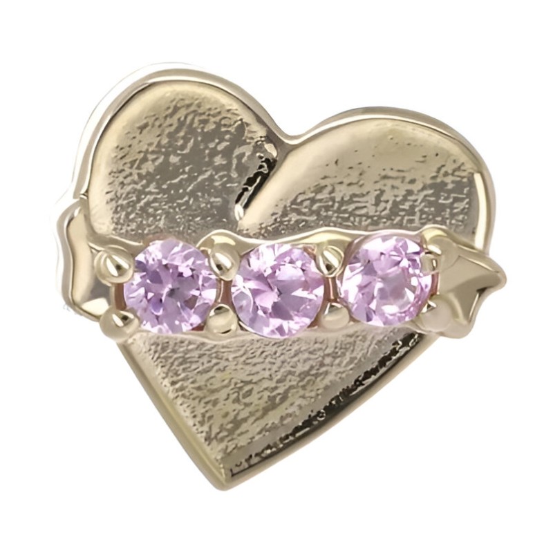 Топ безрезьбовой для пирсинга Banner Heart из розового золота с кристаллом Premium Ceramics