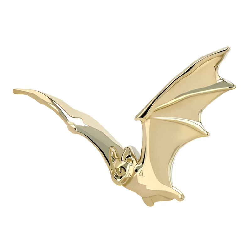 Накрутка для пирсинга из желтого золота Bat 10мм для украшений толщиной 1,6мм с внутренней резьбой 1.2мм