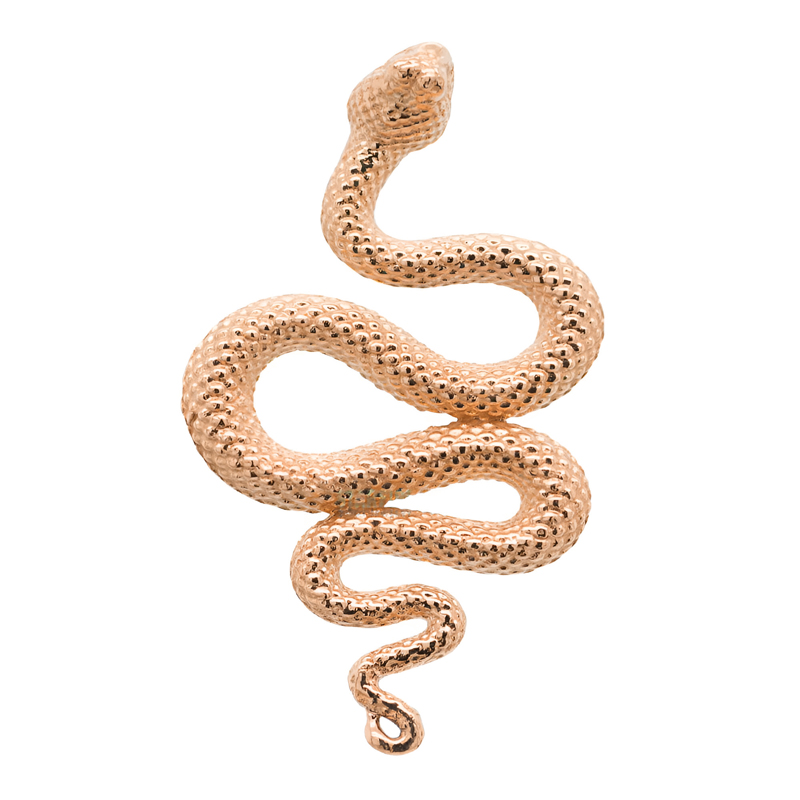 Накрутка для пирсинга из розового золота Snake для украшений толщиной 1,6мм с внутренней резьбой 1.2мм