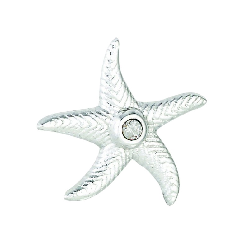 Накрутка для пирсинга Starfish из белого золота с кристаллом Premium Zirconia для украшений толщиной 1.6мм с внутренней резьбой 1.2мм