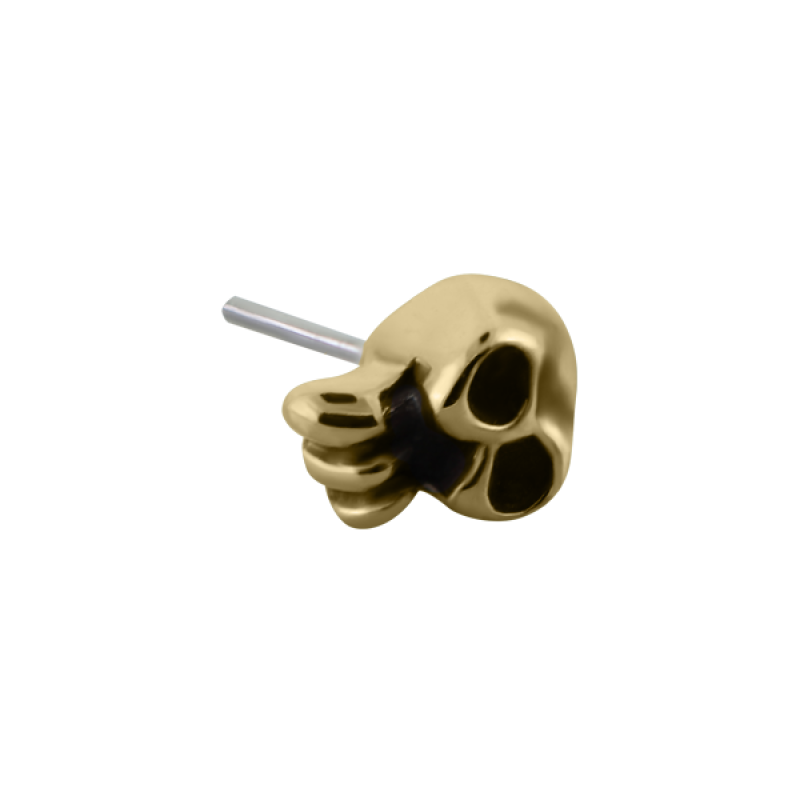 Безрезьбовая накрутка для пирсинга Skull Daggery из желтого золота