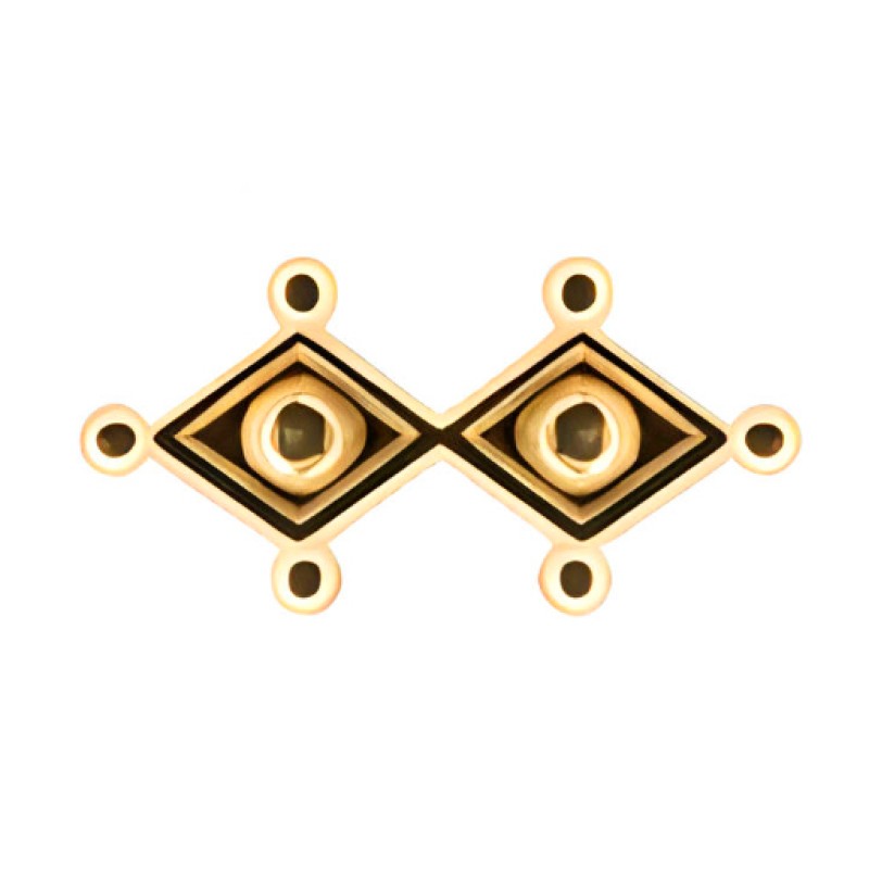 Накрутка для пирсинга Double rhombus with dots из желтого золота для украшений толщиной 1.2мм с внутренней резьбой 0.9мм