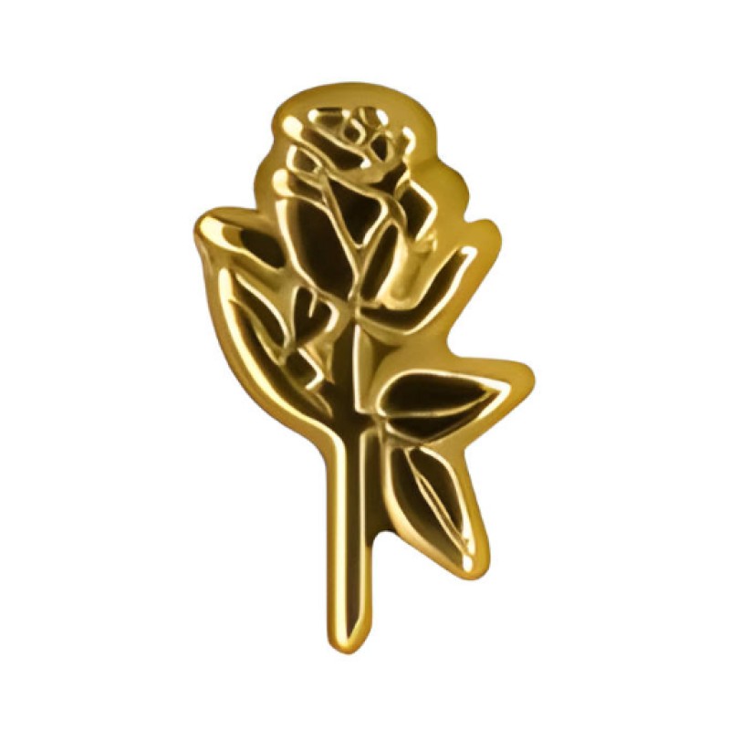 Накрутка для пирсинга Rose из желтого золота для украшений толщиной 1.2мм с внутренней резьбой 0.9мм